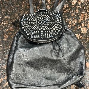 Black Studded Leather Backpack